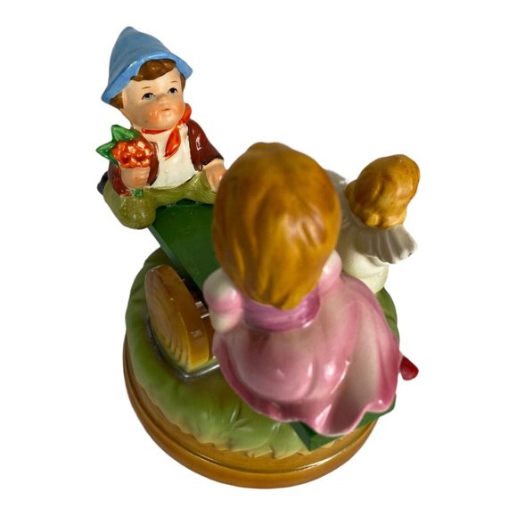 Vintage SANMYRO  Music Box Made in Japan 7" x  5" Boy Girl See Saw Angel - Picture 6 of 9
